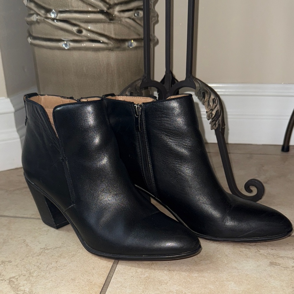 Franco Sarto Black Leather Ankle Boots